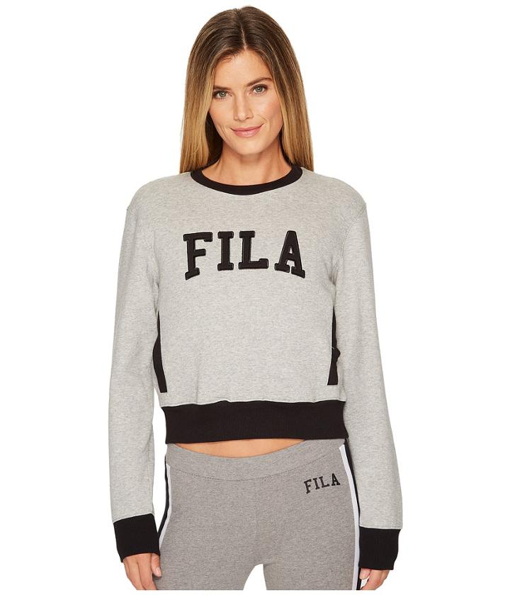 Fila Sheena Sweatshirt (gray Heather/black) Women's Sweatshirt