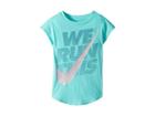 Nike Kids We Run This Modern Short Sleeve Tee (little Kids) (light Aqua) Girl's Clothing