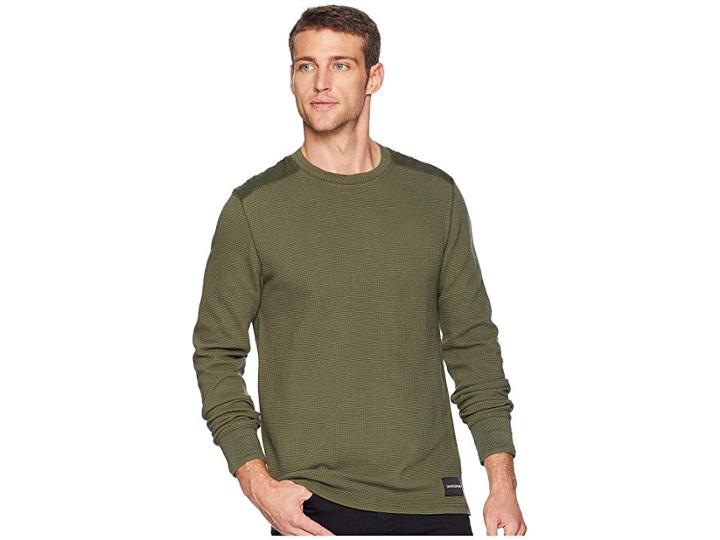 Calvin Klein Jeans Long Sleeve Waffle Crew Neck Shirt (vertigo) Men's Clothing