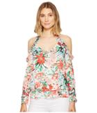 Xoxo Printed Off The Shoulder Ruffle Top (multi) Women's Clothing