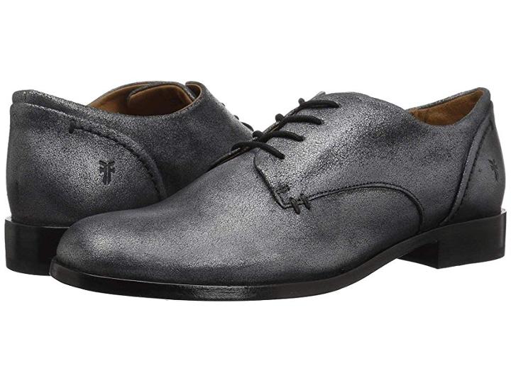 Frye Elyssa Oxford (silver Metallic) Women's Lace Up Wing Tip Shoes