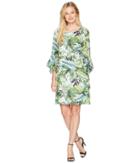 Nine West Cascading Sleeve Shift Dress (paradise Multi) Women's Dress