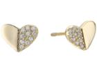 Shashi Heart Pave Stud Earrings (gold) Earring