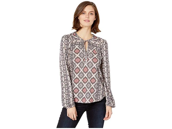 Lucky Brand Printed Top With Tassels (multi) Women's Clothing