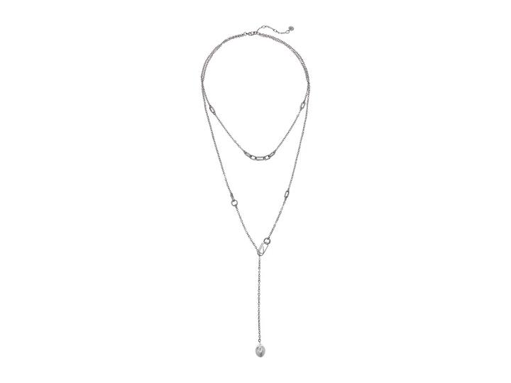 French Connection Layered Link Necklace 17 (rhodium) Necklace