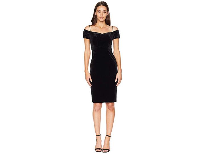 Laundry By Shelli Segal Velvet Off The Shoulder Cocktail Dress (black) Women's Dress