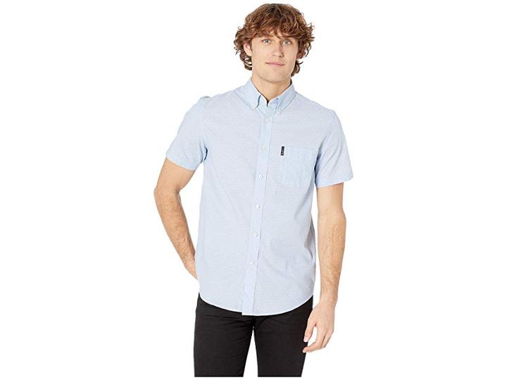 Ben Sherman Short Sleeve Dot Shirt (light Blue) Men's Short Sleeve Button Up