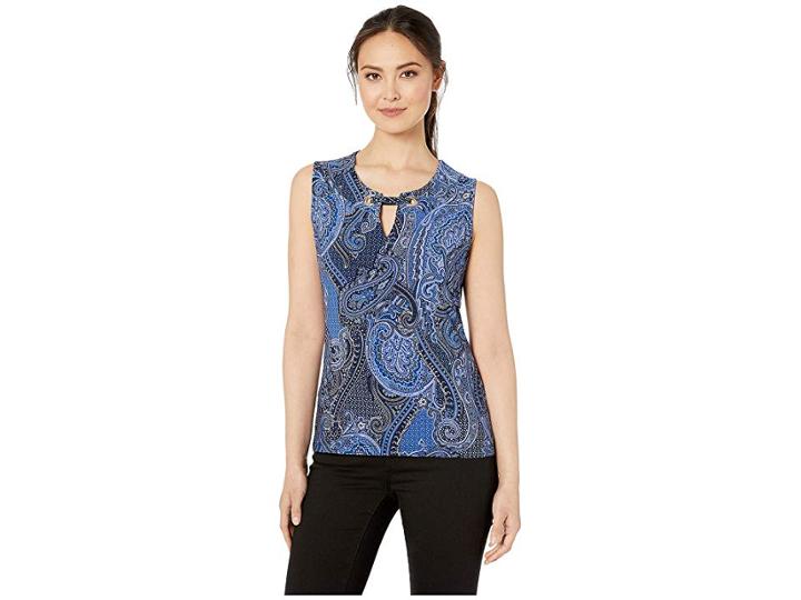 Tommy Hilfiger Paisley Grommet Knit Top (midnight Multi) Women's Blouse