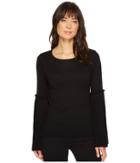 Cece Pleated Bell Sleeve Jersey Knit Sweater (rich Black) Women's Sweater