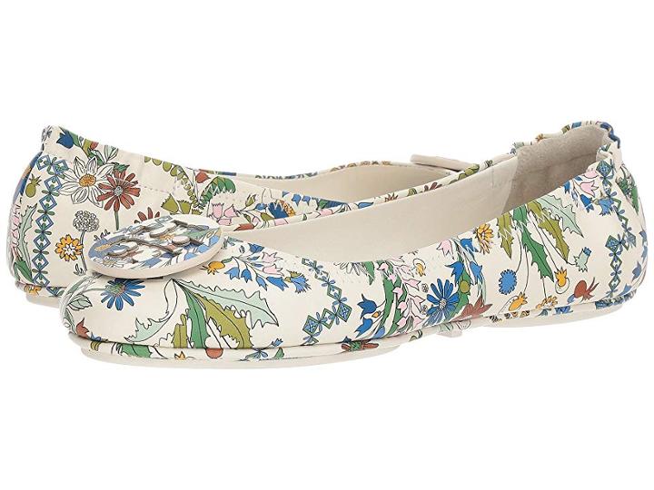 Tory Burch Minnie Travel Ballet Flat (ivory/meadow Sweet) Women's Shoes