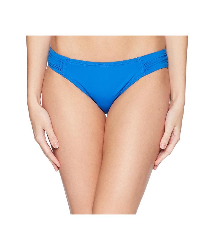 Tommy Bahama Pearl Side-shirred Hipster Bikini Bottom (cobalt Sea) Women's Swimwear