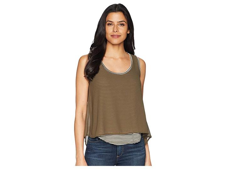 B Collection By Bobeau Sydney Stripe Tank Top (olive Stripe) Women's Sleeveless