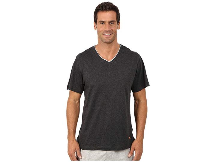 Tommy Bahama Heather Cotton Modal Jersey Lounge Tee (black Heather) Men's T Shirt