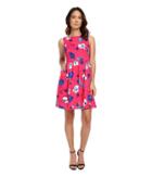 Adrianna Papell Poppies Printed Fit Flare (pink Multi) Women's Dress