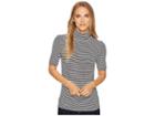 Michael Michael Kors Short Sleeve Stripe Mock Neck (black/white) Women's Clothing
