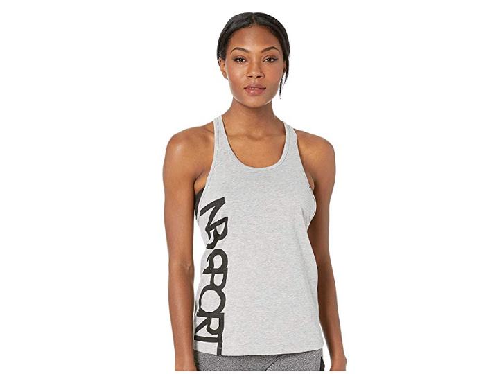 New Balance Graphic Heather Tech Racerback (athletic Grey) Women's Sleeveless
