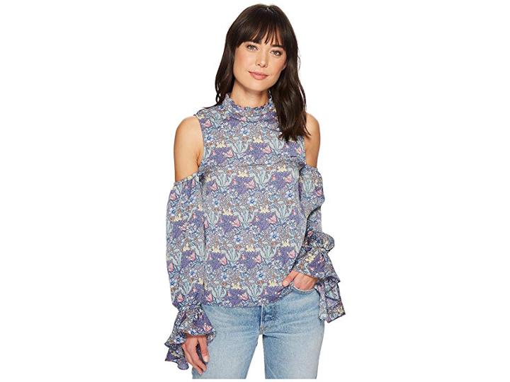 Bishop + Young Cold Shoulder Sleeve Detail Top (print) Women's Clothing