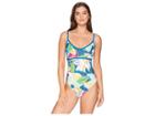La Blanca Go With The Flo-ral Over The Shoulder Mio One-piece Swimsuit (marina) Women's Swimsuits One Piece