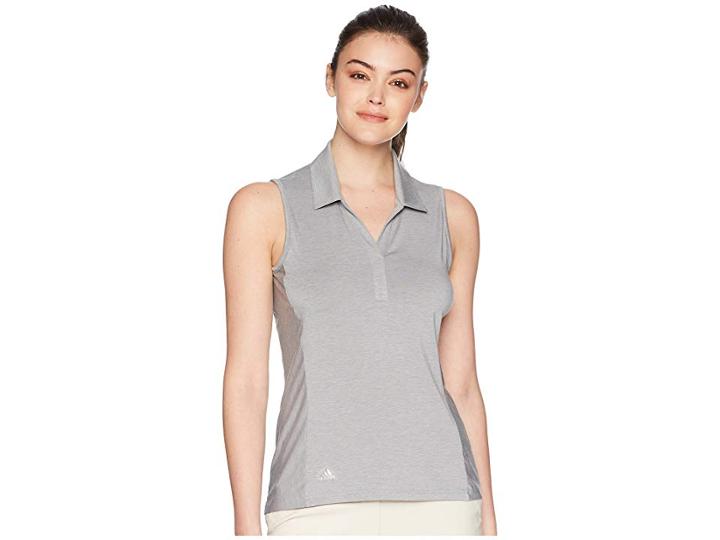Adidas Golf Rangewear Sleeveless Polo (grey Three) Women's Sleeveless