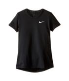 Nike Kids Pro Cool Short Sleeve Training Top (little Kids/big Kids) (black/black/white) Girl's Clothing