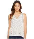 Lucky Brand Embroidered Sweater Tank Top (grey Multi) Women's Clothing