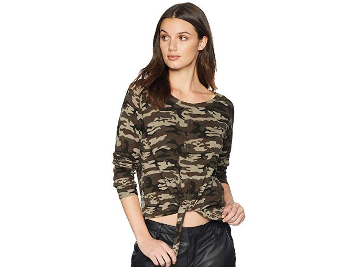 Sanctuary Laguna Tie Front Sweater (human Nature Camo) Women's Sweater