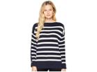 Lauren Ralph Lauren Button-trim Cotton Sweater (navy/mascarpone Cream) Women's Sweater