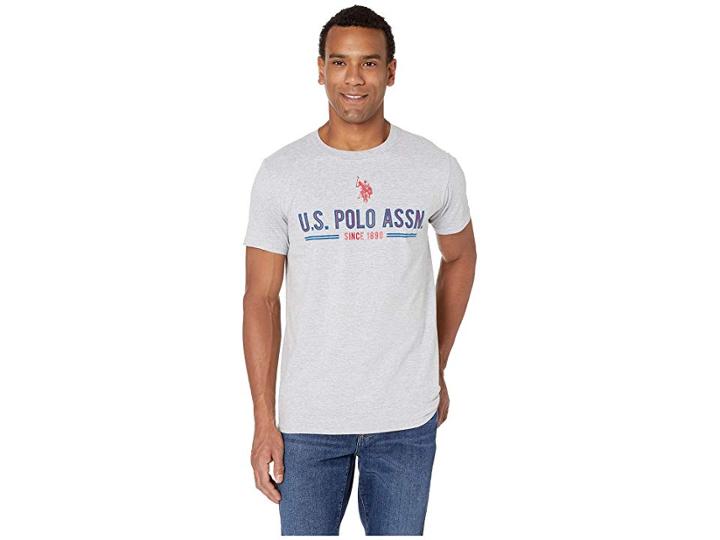 U.s. Polo Assn. Uspa Medium Chest Crew Tee (heather Gray) Men's Short Sleeve Pullover