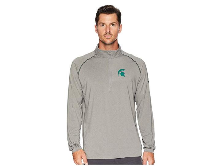 Columbia Collegiate Tuk Mountaintm 1/2 Zip Shirt (michigan State/boulder/spruce) Men's Long Sleeve Pullover
