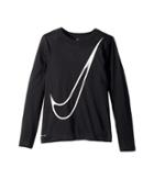 Nike Kids Dry Long Sleeve Training T-shirt (little Kids/big Kids) (black/white) Girl's T Shirt