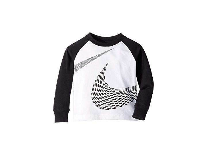 Nike Kids Gradient Stripe Swoosh Tee (toddler) (white) Boy's T Shirt