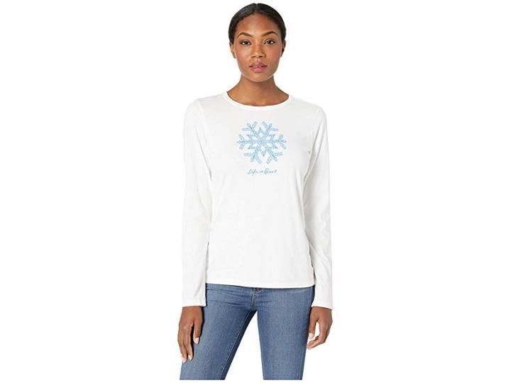 Life Is Good Primal Snowflake Crusher Long Sleeve T-shirt (cloud White) Women's T Shirt