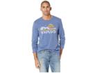 Life Is Good Unplug Beach Guitar Crusher Long Sleeve T-shirt (heather Vintage Blue) Men's T Shirt