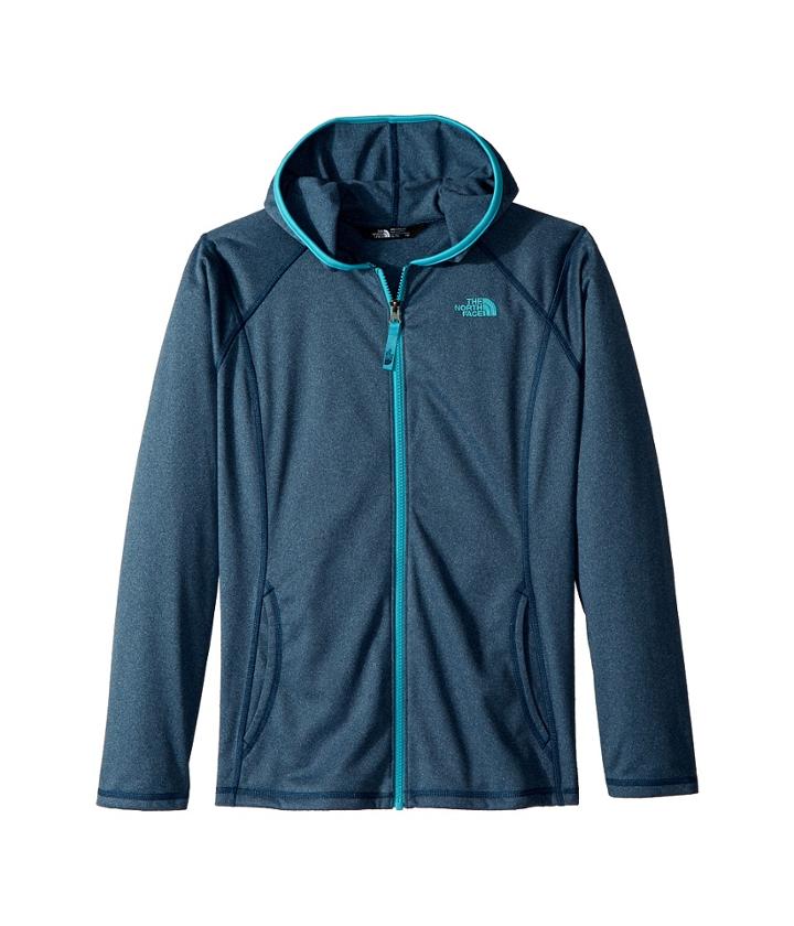 The North Face Kids Tech Glacier Full Zip Hoodie (little Kids/big Kids) (blue Wing Teal Heather/blue Curacao) Girl's Sweatshirt