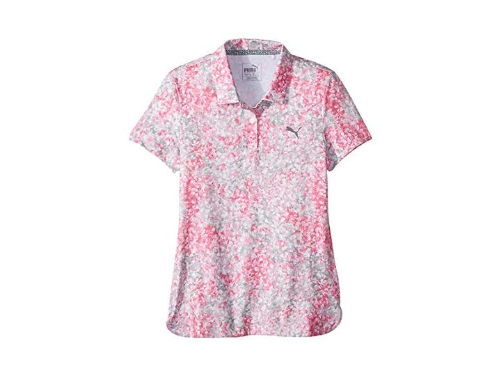 Puma Golf Kids Floral Polo (little Kids/big Kids) (carmine Rose) Girl's Short Sleeve Knit