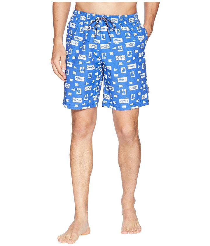 Columbia Harborside Swim Trunk (vivid Blue Gamefish Flags) Men's Swimwear