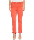 Liverpool Petite Cami Rolled-cuff Distress Crop In Vintage Slub Stretch Twill In Bittersweet Coral (bittersweet Coral) Women's Jeans