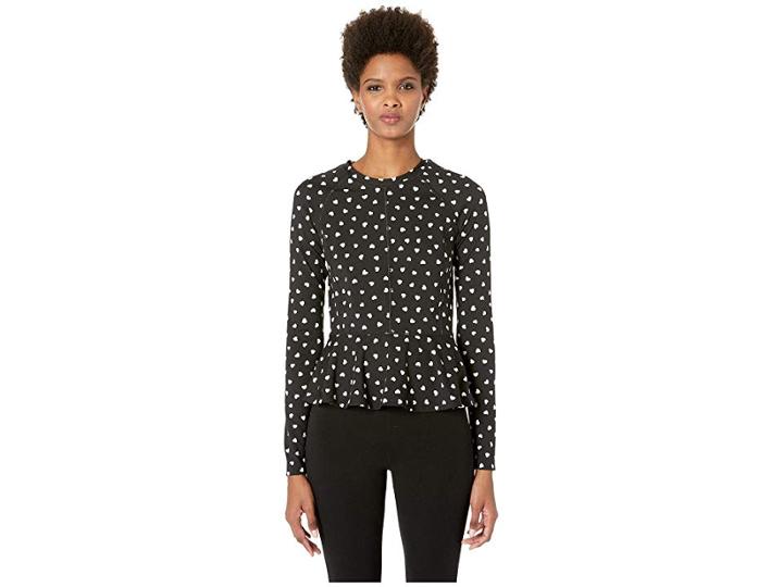 Kate Spade New York Athleisure Heart It Heartbeat Peplum Top (black) Women's Clothing