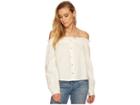 J.o.a. Off The Shoulder Button Down Top (white) Women's Clothing