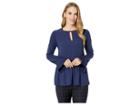 Michael Michael Kors Combo Fabric Ruffle Top (true Navy) Women's Clothing