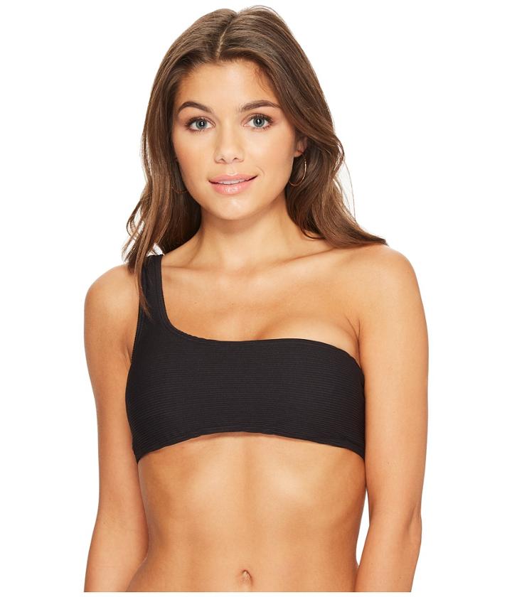 Billabong Tanlines One Shoulder Bikini Top (black Pebble) Women's Swimwear