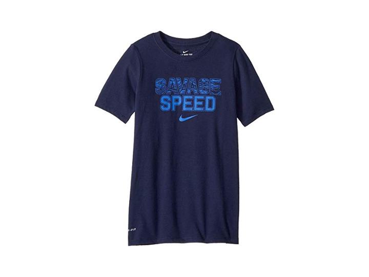 Nike Kids Dry Savage Speed T-shirt (little Kids/big Kids) (blackened Blue/hyper Royal) Boy's T Shirt