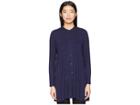 Eileen Fisher Lightweight Viscose Jersey Mandarin Collar Tunic (midnight) Women's Blouse