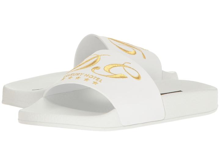 Dolce & Gabbana Rubberized Leather Dg Pool Slide (white) Women's Sandals