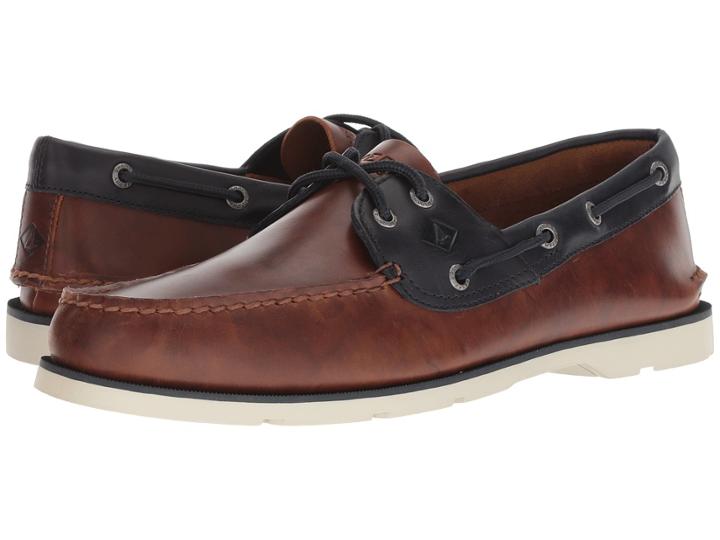 Sperry Leeward 2-eye Yacht Club (tan/navy) Men's Shoes