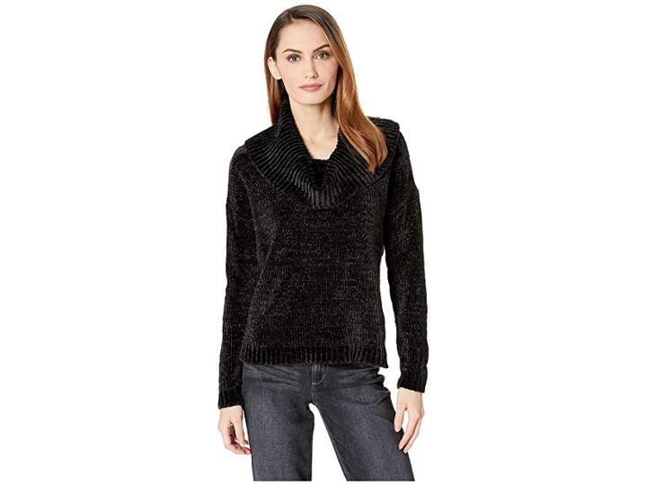 Michael Michael Kors Long Sleeve Velvet Cowl Sweater (black) Women's Sweater