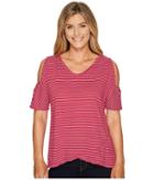 Fresh Produce Pinstripe Crossover Escape Top (persian Red) Women's Clothing
