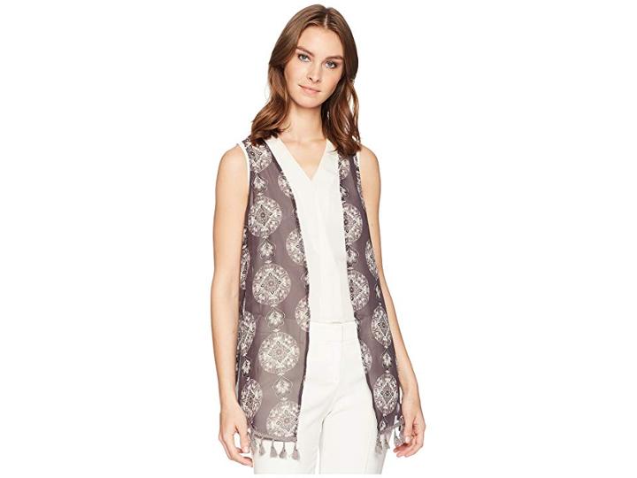 Cruel Printed Non-crinkle Chiffon Vest (charcoal) Women's Vest