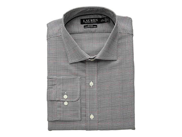 Lauren Ralph Lauren Classic Fit Non Iron Stretch Twill Dress Shirt (rl Red/optic White) Men's Long Sleeve Button Up