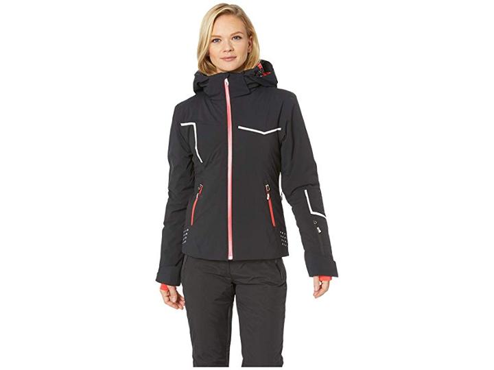 Spyder Protege Jacket (black/white/hibiscus) Women's Coat